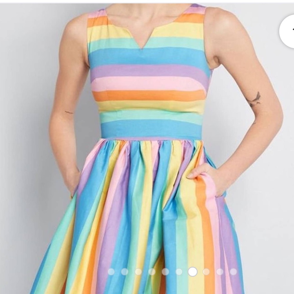 MODCLOTH Collectif Rainbow Dress UK 6/ XXS